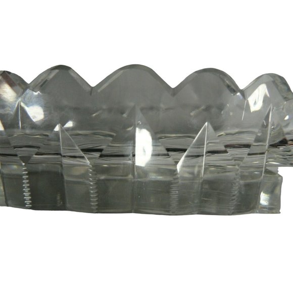 Dish Oval Starburst Glass Mint Candy Saw Tooth Rim Elegant Mid-Century - Picture 9 of 12